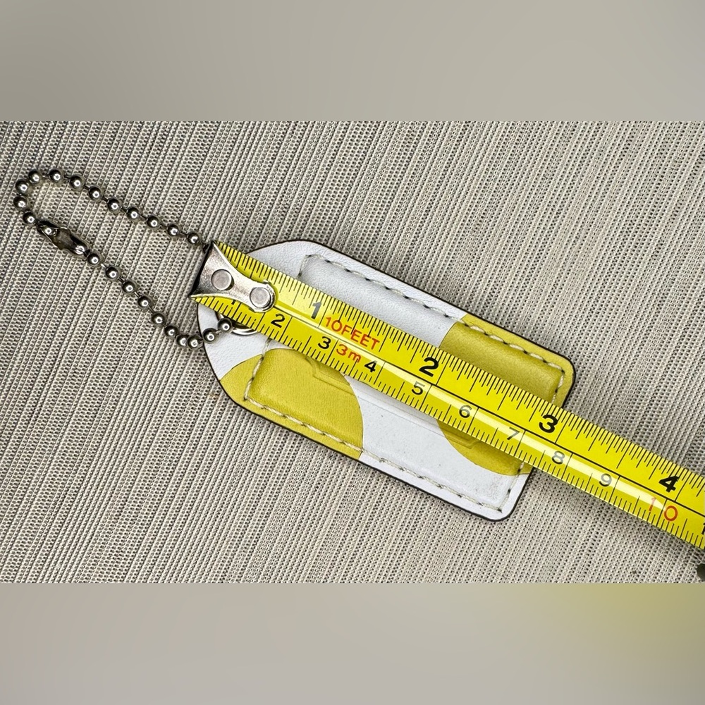 Coach White & Yellow Polka Dot Hangtag / Keychain / Fob / Bag Charm - 3” XL - Picture 2 of 4